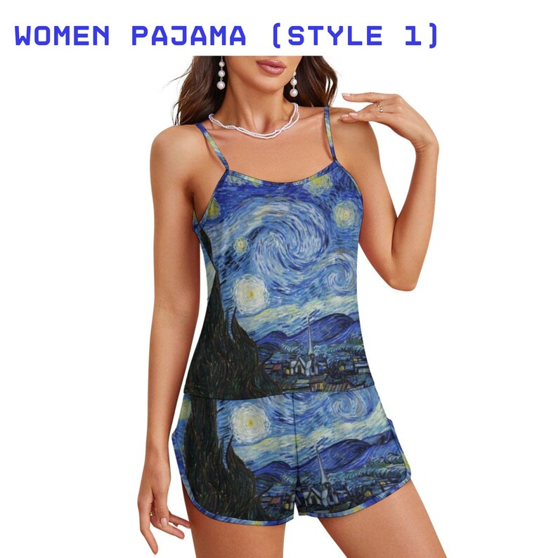 Starry Night Couple Pajama Set – Ice Silk Summer Loungewear | Lightweight Matching Sleepwear for Him & Her image 5