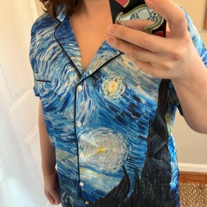 Starry Night Couple Pajama Set – Ice Silk Summer Loungewear | Lightweight Matching Sleepwear for Him & Her image 16