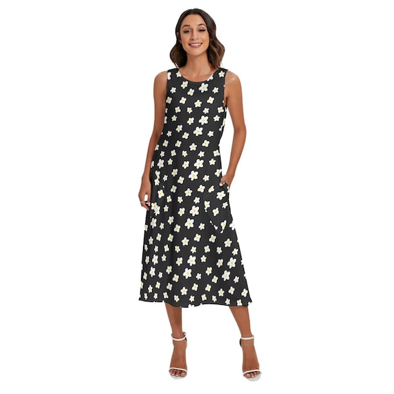 ★Since Then★ Black Daisy Long Dress LTS Tall Women's Black Daisy Print Wrap Dress | Long Tall Sally