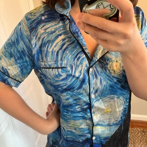 Starry Night Couple Pajama Set – Ice Silk Summer Loungewear | Lightweight Matching Sleepwear for Him & Her image 17