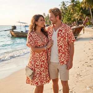 matching dress and mens shirt Couple's Matching Outfits, Matching dresses, couple's clothing, COUPLE'S outfits, matching outfits, matching clothing, couple's clothing, paired clothing, Men's, Lady's, Women's, Women's clothing, Men's clothing, Hawaii fashion, sustainable fashion