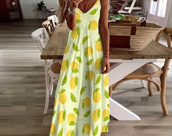 Robe à imprimé citron frais - Tenue élégante et confortable (jusqu&#39;à 5XL !)