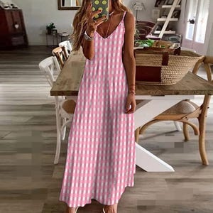 Sweet & Chic: Hübsches Rosa Kariertes Kleid für einen Femininen Touch (Bis 5XL!)