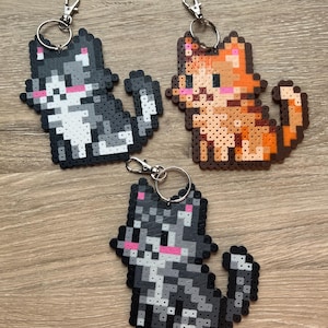 Cute cat perler bead keychain