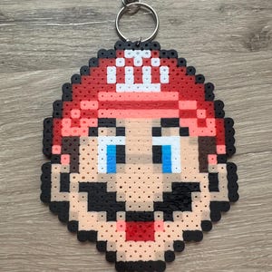 Mario perler bead keychain