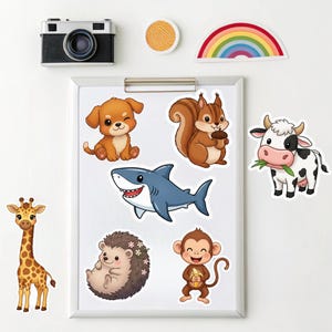 Printable Cute Animal Sticker Pack | Digital Planner Stickers | Kawaii Animals | Instant Download