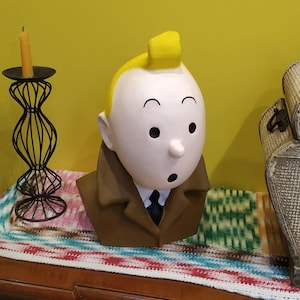 Busto de Tintín 40cm – Figura Coleccionable Pintada a Mano o para Pintar