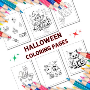 Halloween coloring book for kids, 33 Cute & Cozy Halloween Pages, Cute, Spooky Printable Instant Digital Download PDF, Halloween Activity,