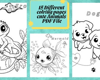 Cute Animal Coloring Pages, Adults and Kids, Instant Download, Printable PDF, Adult Coloring, Coloring Pages For Kids,  Funny Animal,