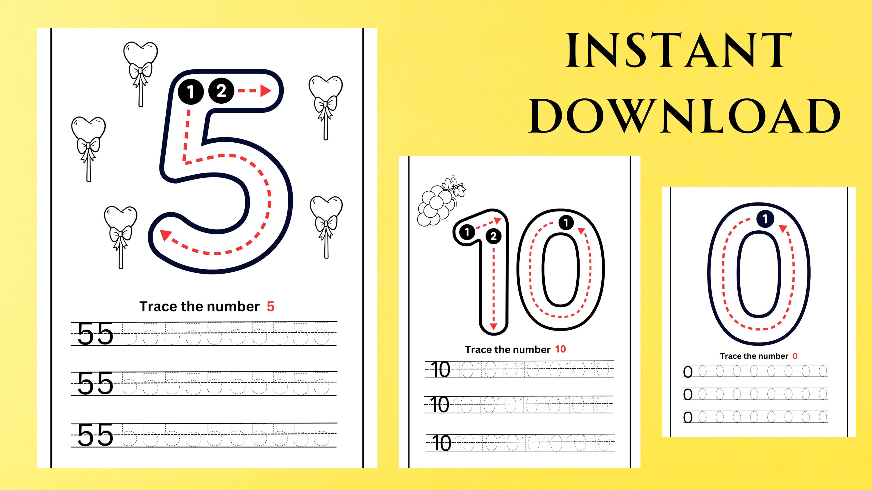 Basic Numbers Start Number Tracing Worksheets, Basic Numbers 0 to 20 Trace Pages, Fine ...