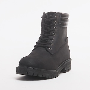 Black Lace-Up Work Boots: Rugged Ankle Combat Boots