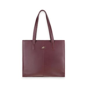Klassische weinrote Leder-Einkaufstasche - Elegante & geräumige Schultertasche für Frauen