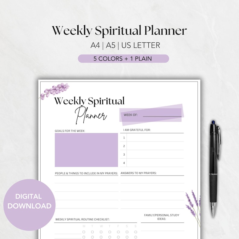 Weekly Spiritual Planner | Printable Prayer Template | JW Planner PDF ...
