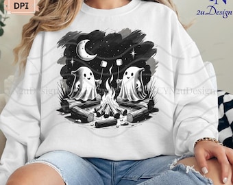 Ghost Campfire PNG: Halloween Camping Clipart (Digital Download)