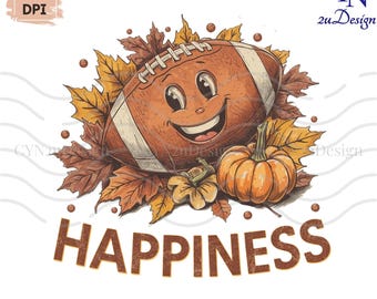 Autumn Football Pumpkin PNG: Thanksgiving Clipart (Digital Download)
