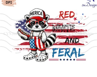 Funny Patriotic Raccoon PNG: 4th of July Clipart (Digital Download)