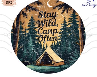 Camping Sublimation Design: Retro Tent, Forest Adventure (PNG Digital Download
