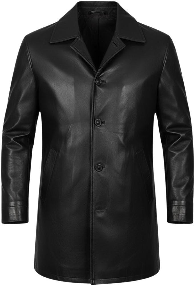 Men's Genuine Lambskin Leather Car Coat – Long Real Leather Jacket