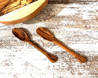 Hand carved 6 inch wooden spoons custom carved out of zebra wood  FREE SHIPPING
