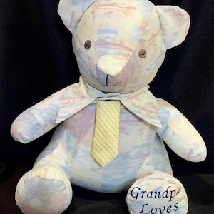 Memory bear, handmade memory bear, stuffed bear, memory stuffed animal, personalized memory bear