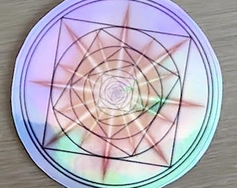 Tęczowa kosmiczna naklejka nr 4 — Sacred Geometry Art
