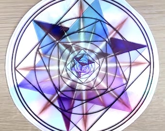 Tęczowa kosmiczna naklejka nr 1 — Sacred Geometry Art