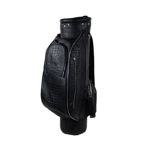 Wild Golf Clubs Wagentasche | Italienisches Kalbsleder mit Echter Prägung in Krokodilprägung | Golf-Ausrüstung und Zubehör Luxustasche BLACK