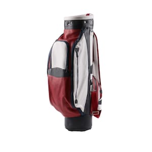 Leder Golf Clubs Cart Bag mit Schultergurt Soft Pebble-Grain Wasserdichte Vollnarbenleder Golf Ausrüstung Zubehör Tasche ROT / BLAU