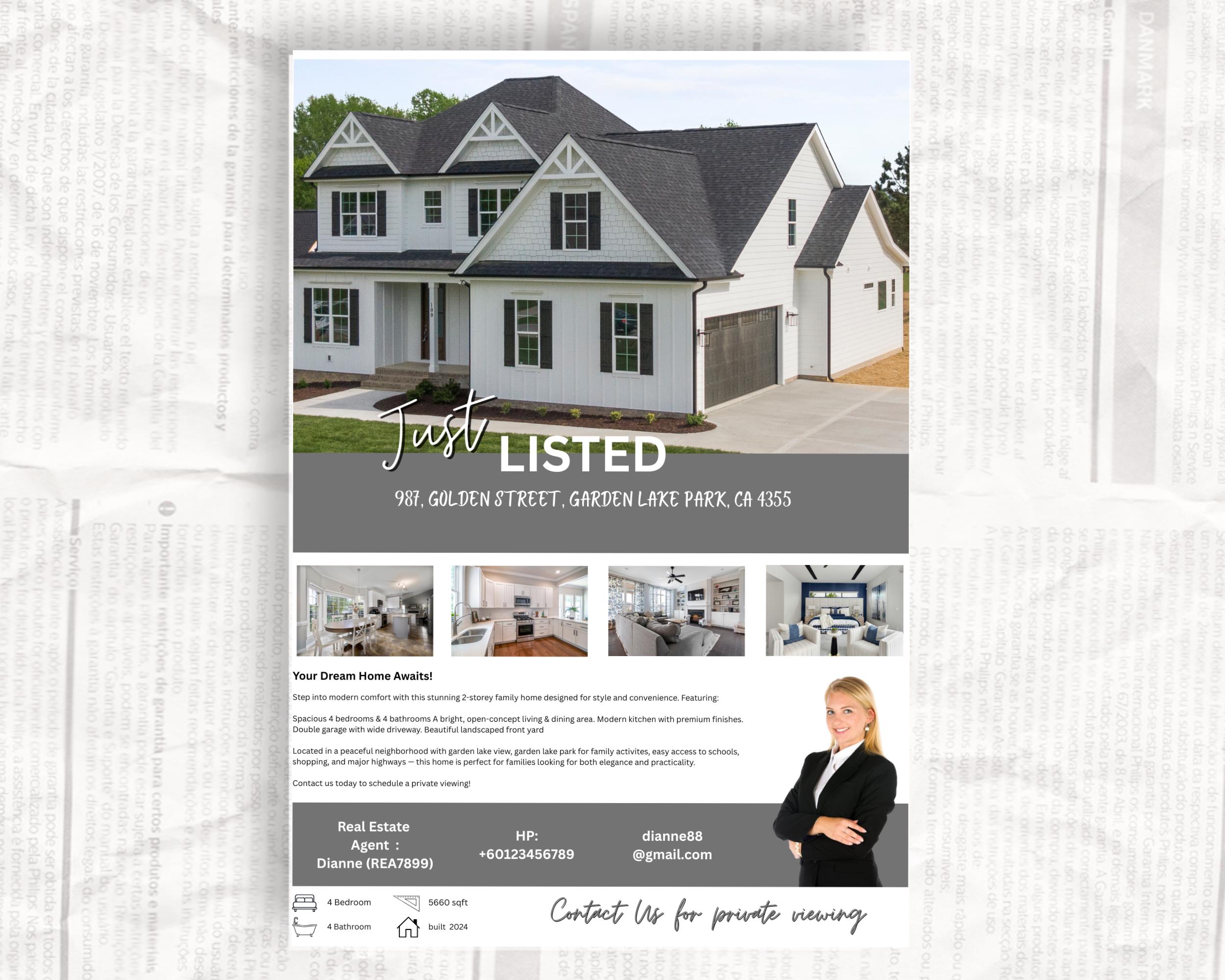 Editable Real Estate Flyer Template: Modern Canva Design - Etsy