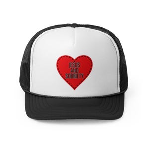 Jesus and sobriety trucker hat, saved andsober trucker hat, christian recovery hat, faith based addiction recovery gift, Jesus saves apparel