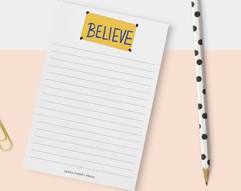 Believe Notepad - 4x6 size with 50 lined sheets