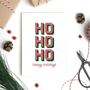 Ho Ho Ho Holiday Card - Moderne Kerstkaart - Vrolijke Vakantiekaart - Ho Ho Ho Kaart - Eenvoudige Kerstkaart