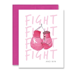 Tarjeta de felicitación para empoderar a las personas con cáncer de mama - Tarjeta de apoyo para el cáncer de mama - Tarjeta para mastectomía, lumpectomía, quimioterapia, radiación - Luchadora y sobreviviente