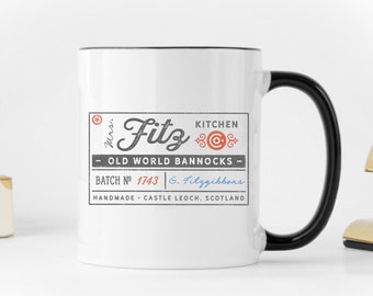 Outlander Inspired Mug - Mrs. Fitz Kitchen & Old World Bannocks - 10oz Camp Mug, 11oz and 15oz Ceramic Mugs
