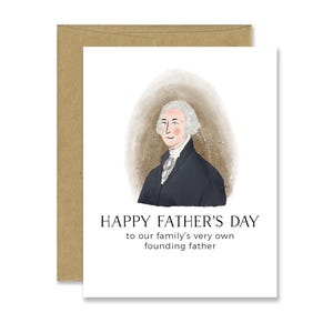 Cartão de Dia dos Pais de George Washington | Pai Militar | Cartão de Dia dos Pais Amante da História | Cartão de Dia dos Pais Único | Dia dos Pais Patriótico