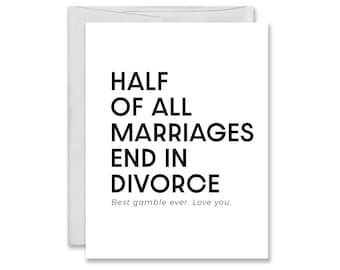 Dark Funny Marriage Anniversary Card - Sincere Funny Anniversary Card - Witty Humourous Anniversary Card - Half of All Marriages Card