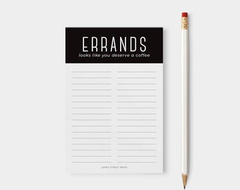 Funny Errands Notepad for Mom, Mom Task Pad, Mom To Do List - Coffee Notepad - 4x6, 50 lined sheets - funny gift for Mom, clever list maker