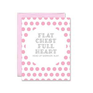 Tarjeta de aliento para el cáncer de mama - Tarjeta de apoyo para la mastectomía - Tarjeta para mantenerse plana sin reconstrucción - Tarjeta de apoyo para el cáncer - Pecho plano - Corazón lleno