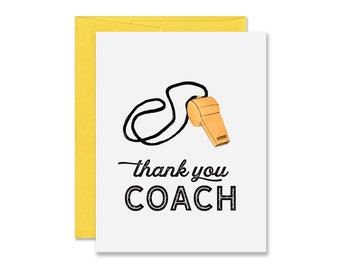 Coach Thank You Card - Coach Appreciation Card - Basketball, Football, Soccer Baseball, Volleyball, Lacrosse, Softball Thank You Card