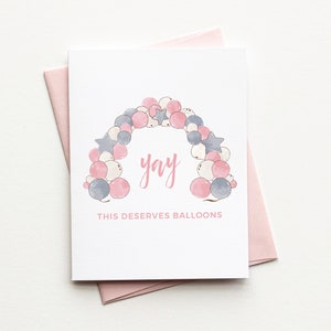 Vrouwelijke Vieringskaart - Felicitatiekaart - Verjaardagskaart - Babyshowerkaart - Nieuwe Babykaart - Verlovingskaart - Balloninstallatie