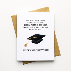 Tarjeta divertida de graduación universitaria - Tarjeta divertida de graduación de doctorado - Graduado de la facultad de derecho - Graduado de la facultad de medicina - Maestría - Tarjeta de feliz graduación