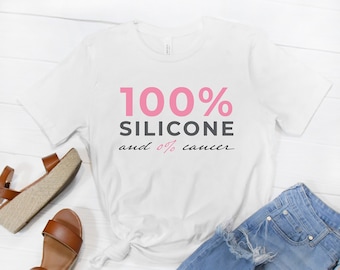 T-shirt voor reconstructie van borstkanker / borstamputatie - 100 procent siliconen en nul procent kanker - verschillende kleuren - maten S - 2X