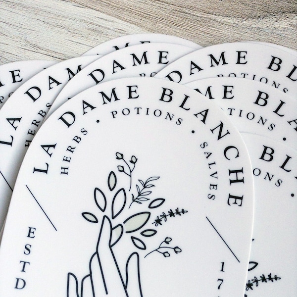 La Dame Blanche Apothecary Sticker - Vinyl Die Cut Sticker - 3x5 - Durable / Weather-proof - Outlander Inspired