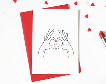 Love Us Sweet Anniversary Card / Friend Love Card / Valentine's Day Card / I Love Us Heart Hands