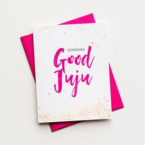 Carte d'encouragement féminine lumineuse - carte de chance - bon juju - bonnes vibrations - nouvel emploi, déménagement, chirurgie, remise des diplômes, carte pour un défi