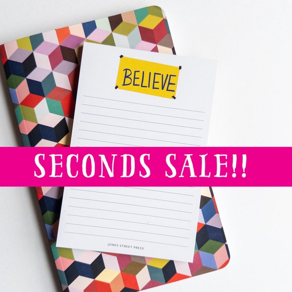 Imperfectly Perfect SECONDS SALE - Believe Notepad Mystery Bundle - 1 Notepad, 2 Cards, 1 Pencil