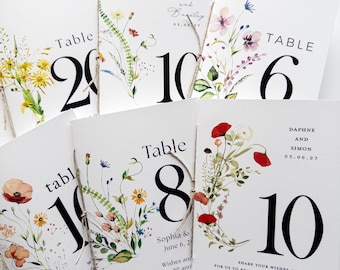 Personalized Wedding Table Number Booklets with Guest Wishes | Flower Table Numbers with Advice Cards | 5x7 Anniversary Message Booklets