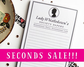 Imperfectly Perfect SECONDS SALE - Elegant Bridgerton Inspired Lady Whistledown Society Papers Notepad Mystery Bundle - 1 Notepad, 2 Cards