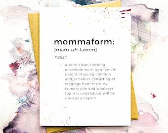 Roligt mors dag-kort - Roligt mammakort - Nybliven mammakort - Roligt babyshowerkort - Älskar dig mamma - Mommaform