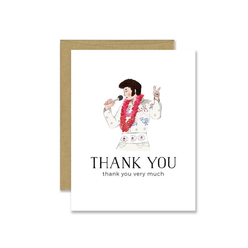 Elvis Thank You Very Much Card The King of Rock and Roll Card Vegas Elvis Elvis Presley Fan Card Vegas Card Graceland Card image 3